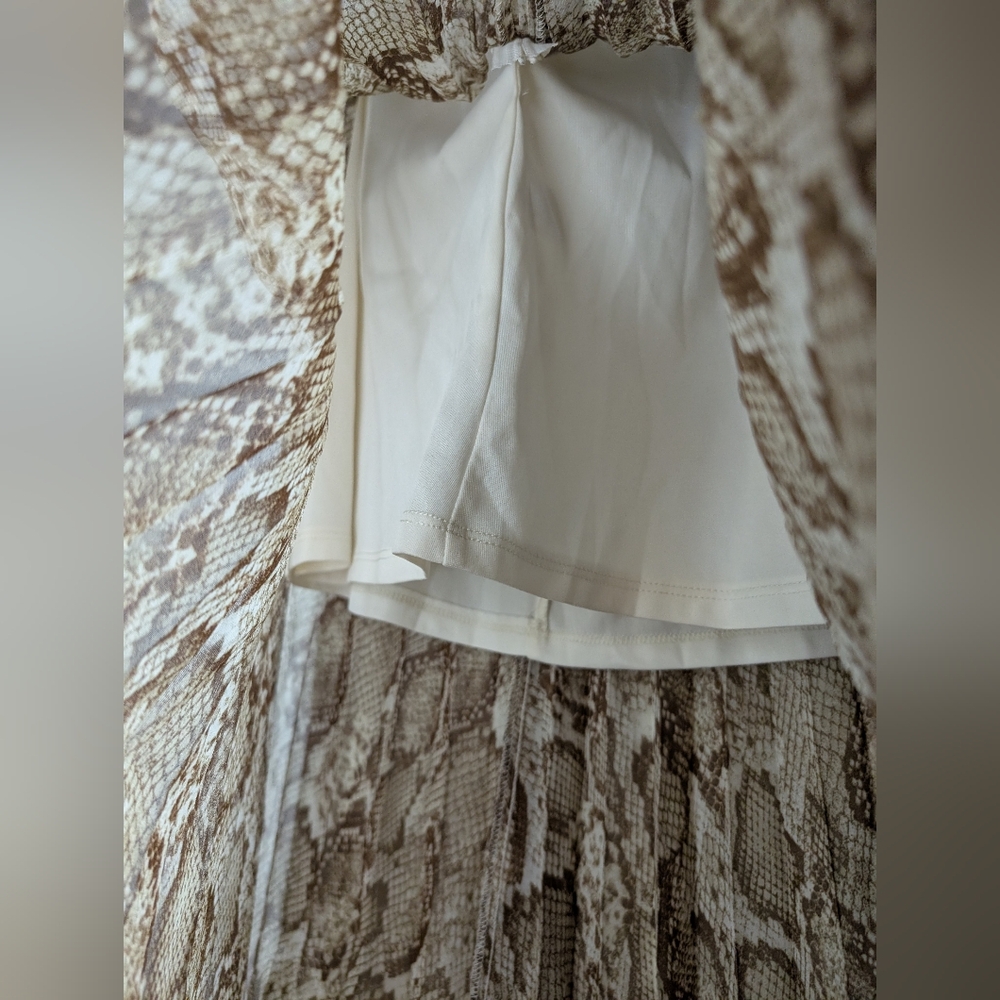 Free Press Womens XS Snakeskin Tan Brown Midi/Long Skirt - Picture 8 of 12